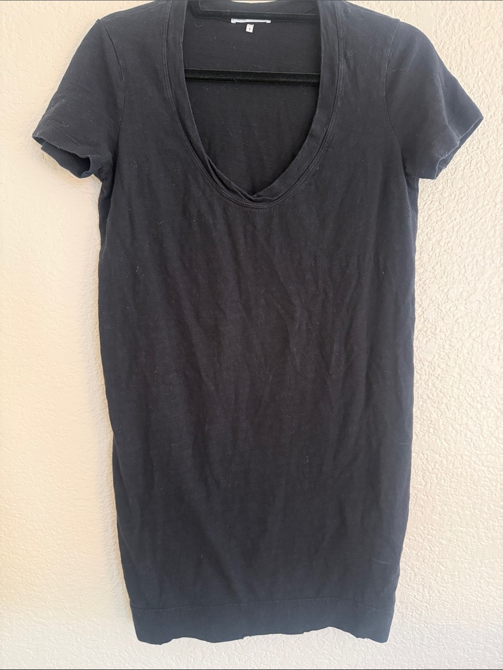James Perse V Neck T-Shirt Dress - Black